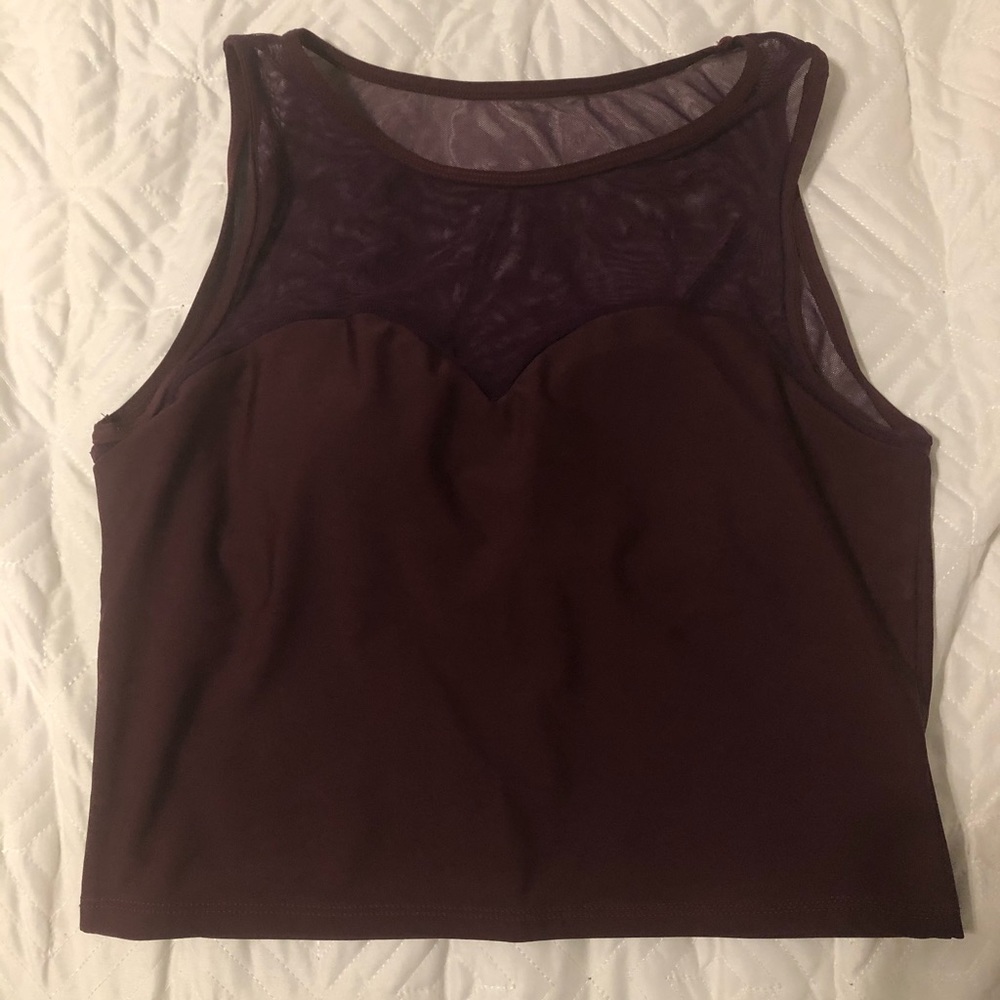Kortni Jeane Eggplant Netted Sweetheart Top